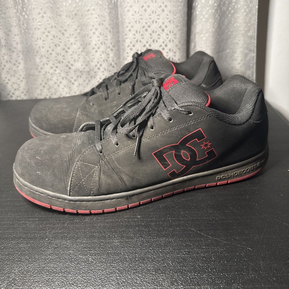 DC Shoes Mens Size 12 M Gaveler Steel Toe Work Black Red Leather Slip Resistant